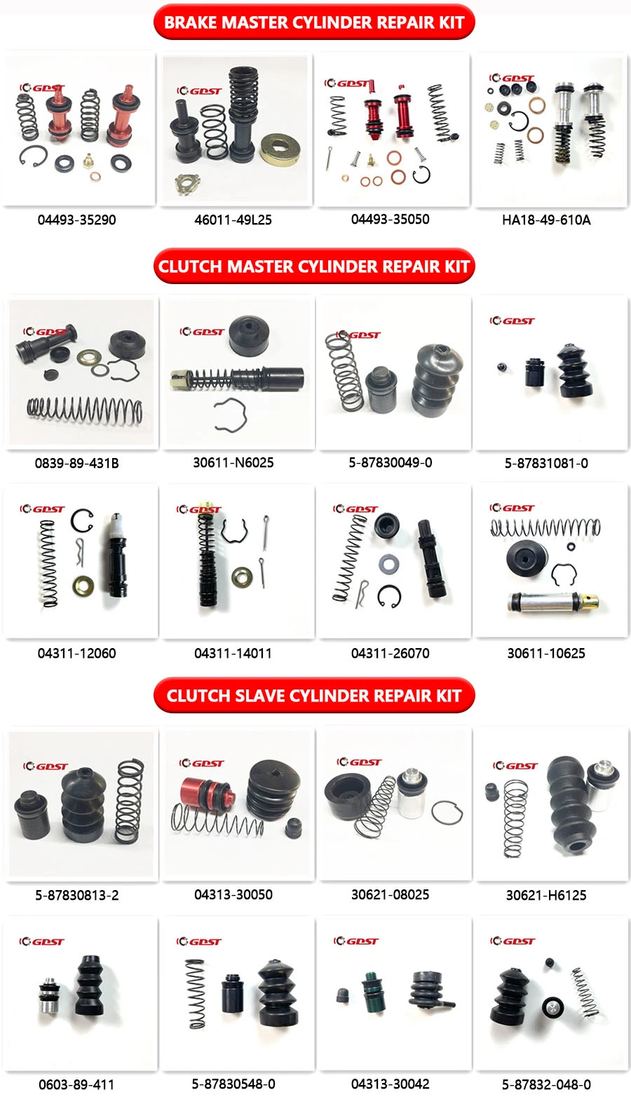 GDST Wholesale Factory OEM Quality 04493-35050 0449335050 Brake Master Cylinder Repair Kit for Toyota