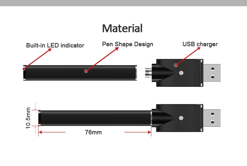 Vape Pen Cartridge Battery 350mAh Rechargeable Airflow Activated Buttonless 510 Atomizer Vaporizer Slim Mod 100% High Performance