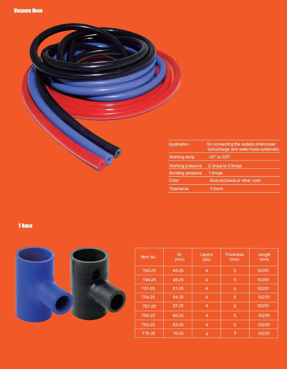 Flexible T Shape Turbo Pipe Silicone Hose for Automotive