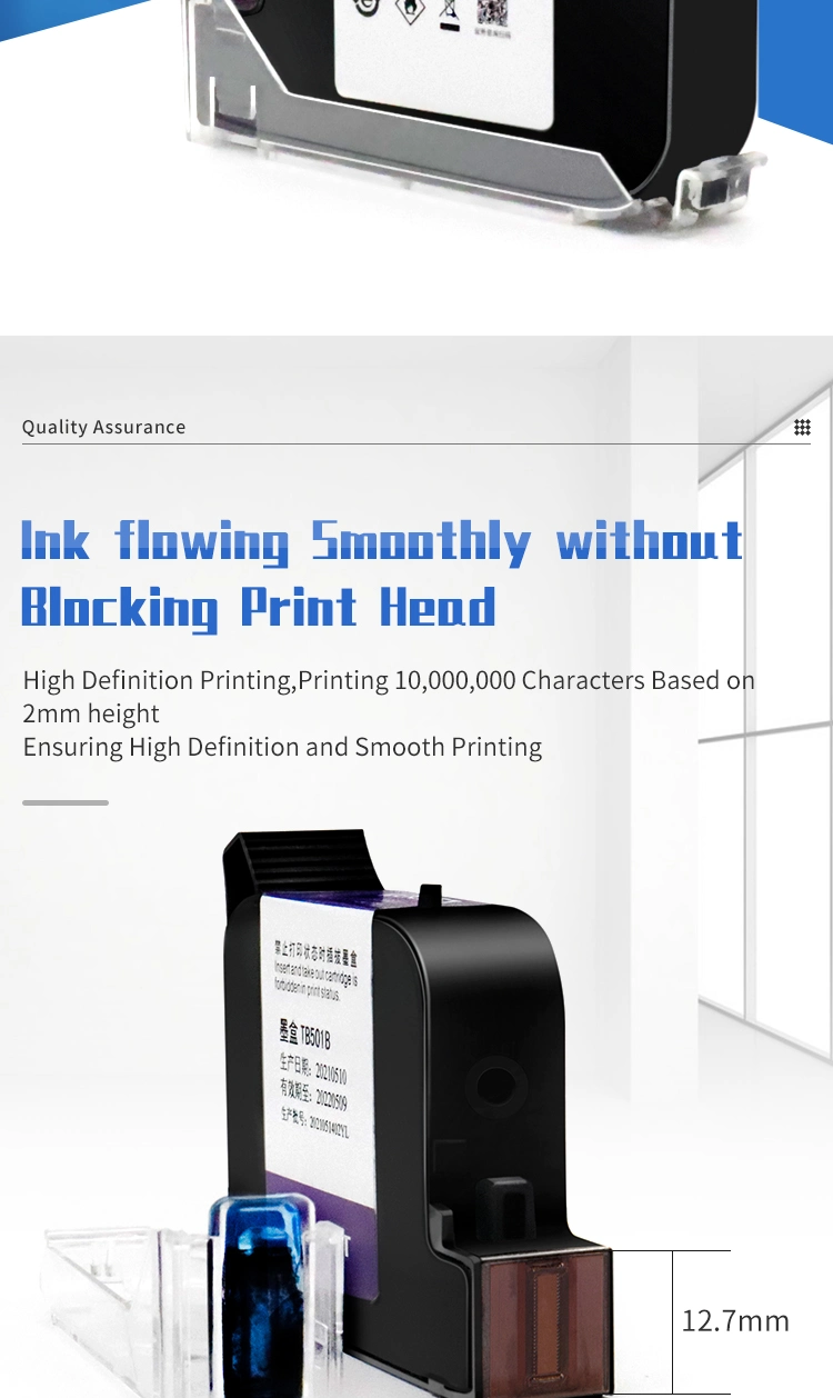 Newly Food/Beverage Sticker Label Printing Ink Fast Dry Ink Cartridge for Use in Tij Printer HP