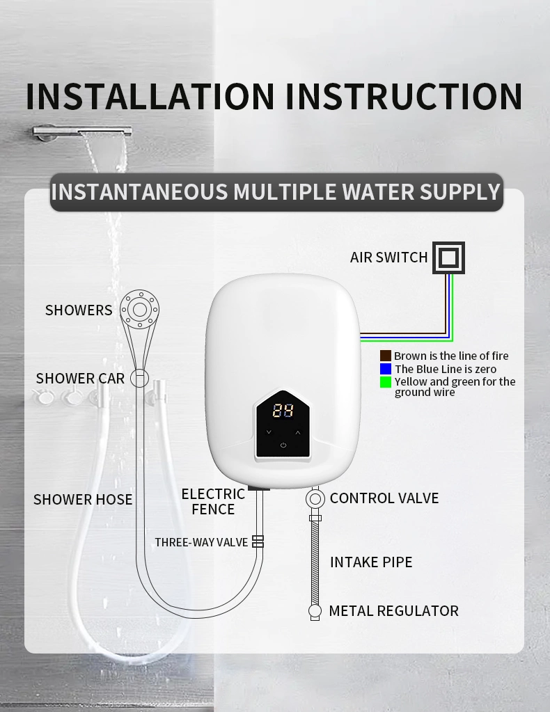 High Demand Products Hyundai Tankless Electric Instant Bathroom Quick Water Heater