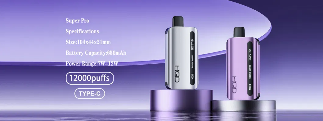 12000 Puffs Glaze Hqd New Design OEM ODM with Screen Display Electronic Cigarette Disposable Vape