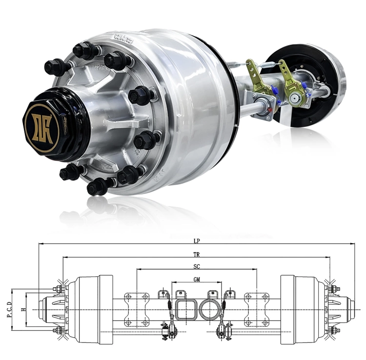 Chinese Factories Produce American and German Styles Reliable Quality 10t 12t 13t Trailer Axle