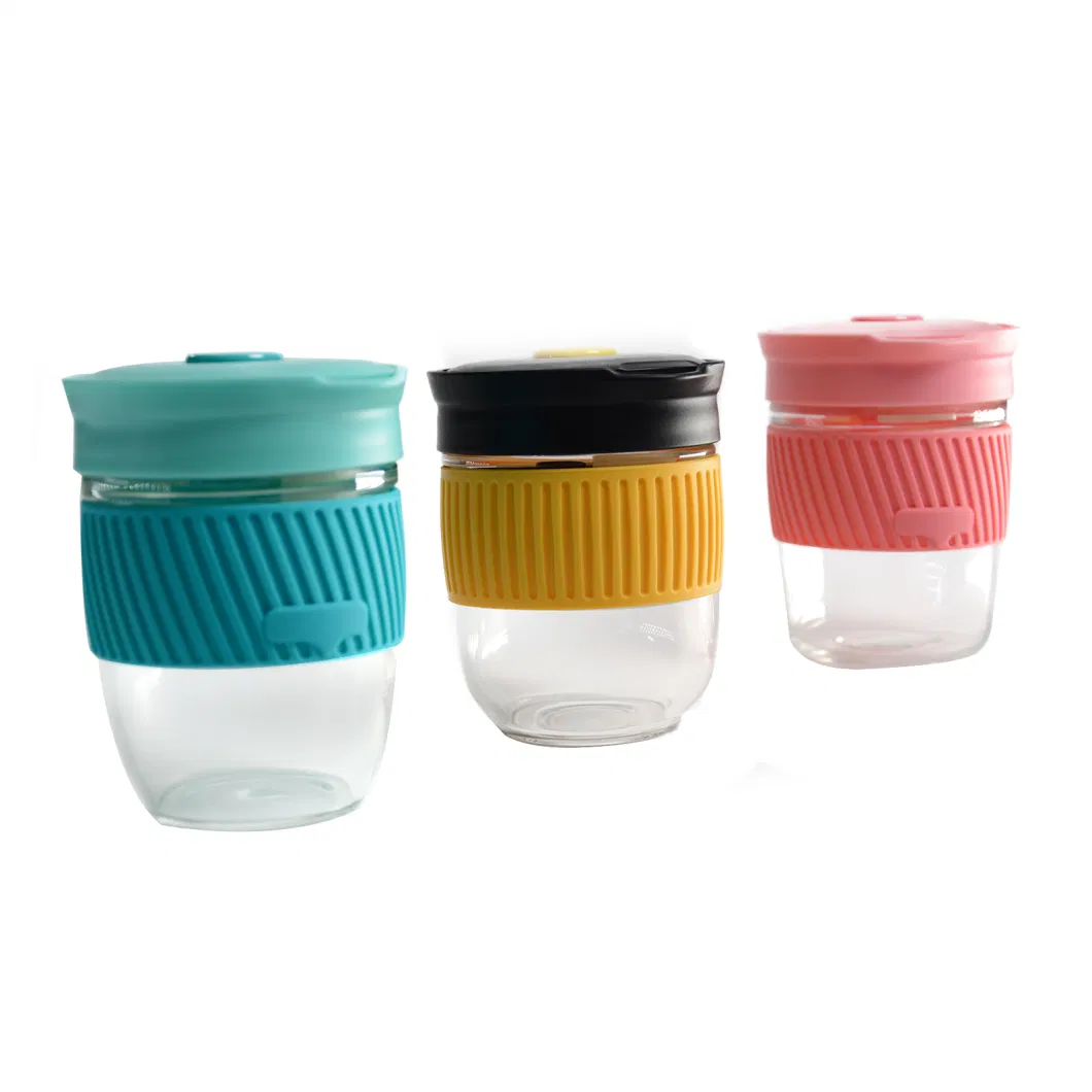 Glass Tumbler Insulated Coffee Cups with Lid and Silicone Sleeve