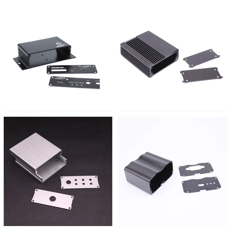 6063 Aluminum Alloy Material Anodizing Extruded PCB Housing with Heatsink Fins and End Plate
