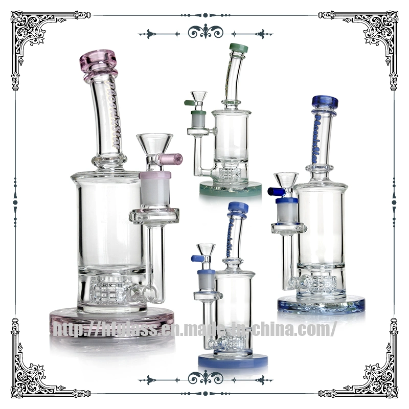 Wholesale 8.8 Inches Phoenix Star Matrix Perc Glass Pipe Hookah Color Mouth and Color Base Ring Smoking Water Pipe Factory