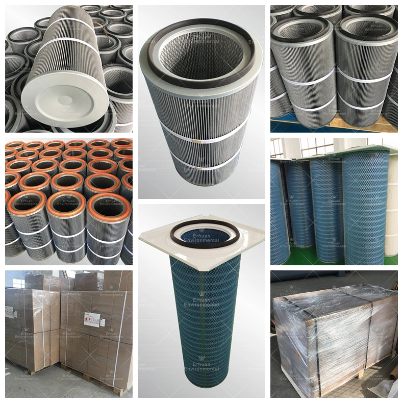 Erhuan High-Performance Flame-Retardant Polyester Air Filter Cartridges for Dft Dust Collector