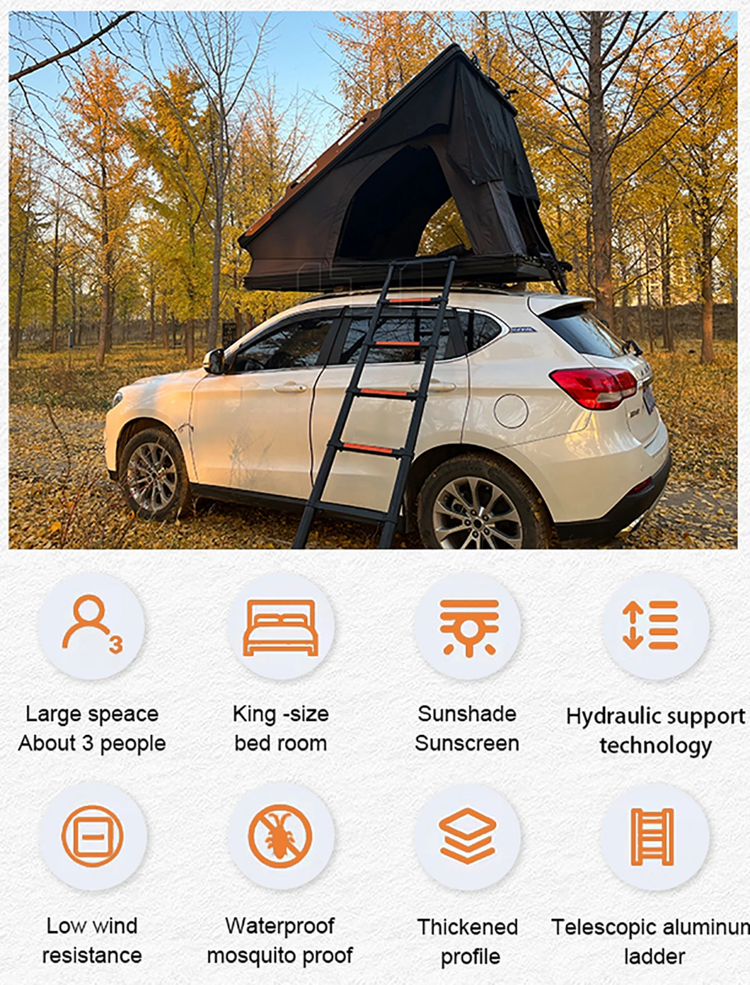 High Configuration Outdoor Camping Factory Direct Sales Car Roof Tent for Ssangyong