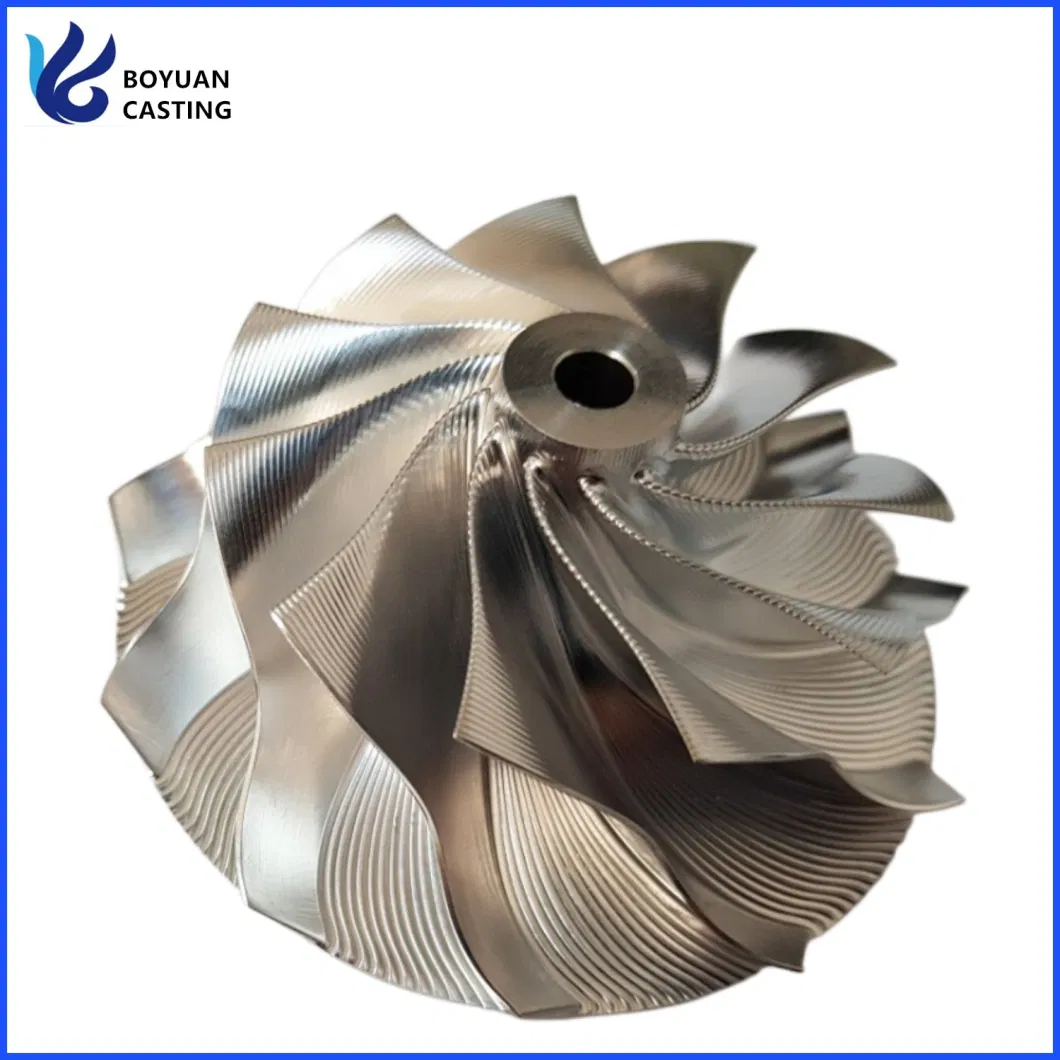 Aluminum Alloy 6061 7075 T6 Heat Treatment Billet Compressor Impeller Wheel by 5 Axis CNC Machining Center