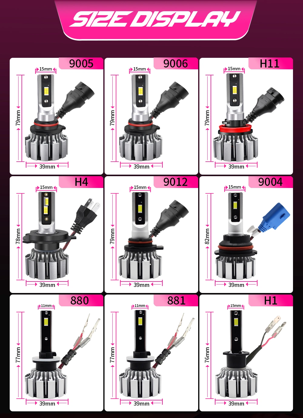 High Cost Performance LED Lamp T3 6000K 90W 20000lm H1 H4 H3 LED Headlight for Car