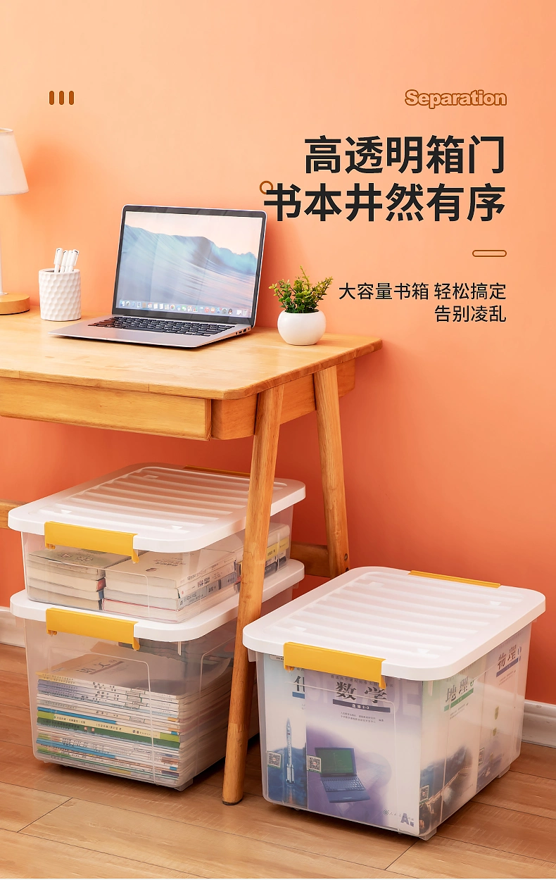 Large-Capacity Book Storage Container Strong Load-Bearing Capacity Storage Box Book Case with Roller