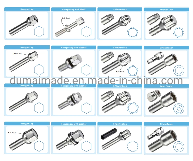 Us Europen Chinese Korean Japanse Spare Parts Wheel Lug Bolt and Nut for Toyota Honda Suzuki Nissan Isuzu Subaru Mazda KIA Hyundai Mitsubishi Ford Dodge Jeep GM