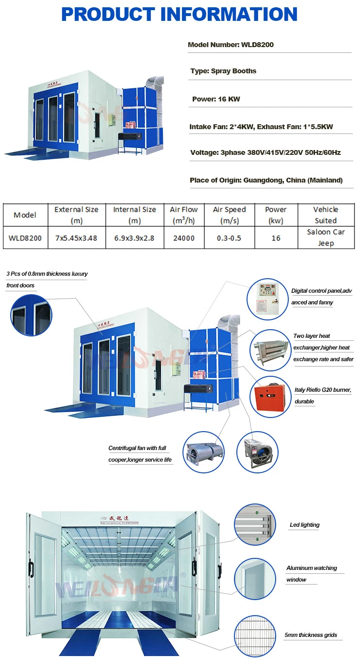 Wld8200 Hot Sale Car Paint Booth / Wholesale Auto Repair Equipment with CE Approved in Guangzhou China