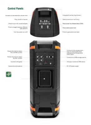 BMW-26 elegante scatola altoparlante Bluetooth Party portatile con effetti luci
