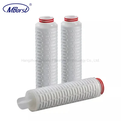 Cartuccia filtrante per acqua pieghettata Nylon6 ad alte prestazioni 0.1/0.2/0.45 micron per Semiconduttori per alimenti e bevande con membrana idrofila 10&quot; 40&quot;