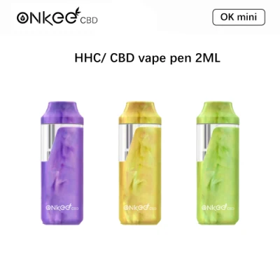 Cartuccia D8 monouso per cartucce HHC da 2 ml Onkee da 1 ml Vendita all&prime;ingrosso OEM/ODM Vaping Pen 200 400 puffs batteria ricaricabile HHC Nastro e cartuccia
