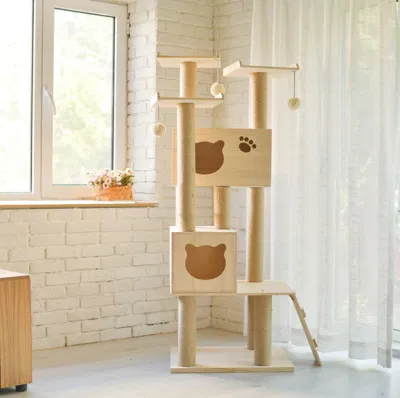 Fabbrica all&prime;ingrosso economici moderni Scratcher animale domestico grande albero verde del gatto MDF Marocco Grande albero di legno di gatto