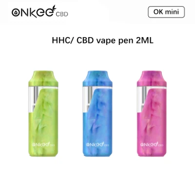 Cartuccia D8 monouso per cartucce HHC da 2 ml Onkee da 1 ml Vendita all&prime;ingrosso OEM/ODM Vaping Pen 200 400 puffs batteria ricaricabile HHC Nastro e cartuccia