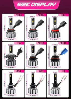 Lampada a LED ad alte prestazioni T3 6000K 90 W 20000 lm H1 Faro a LED H4 H3 per auto