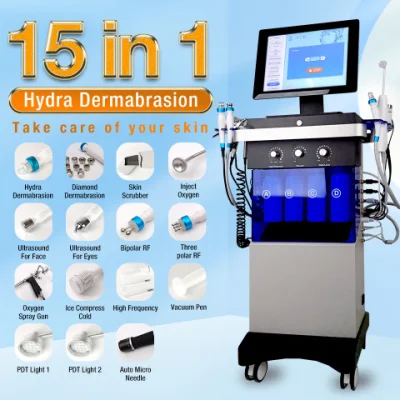 Produttore 15 in 1 Hydro Facial Microdermoabrasione pelle ringiovanimento ossigeno Macchina per il viso
