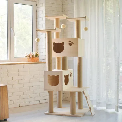 Fabbrica all&prime;ingrosso economici moderni Scratcher animale domestico grande albero verde del gatto MDF Marocco Grande albero di legno di gatto