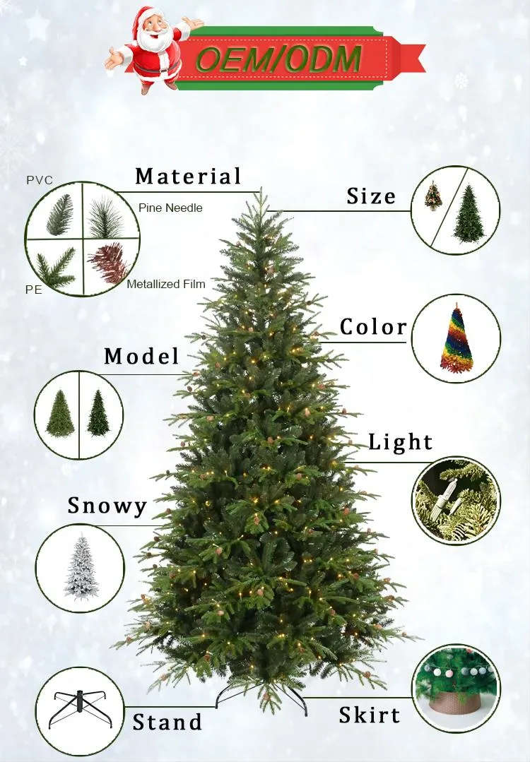 Factory Direct Sales Christmas Decoration Simulation Christmas Tree PVC PE Mixed Leaf Green Tree