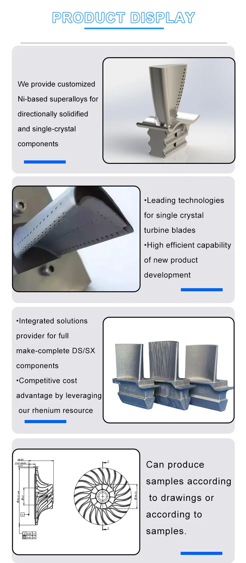 Dz411 Dz466 Directionally Solidified Structure Oriented Columnar Crystal Turbine Blades Manufacturing Process