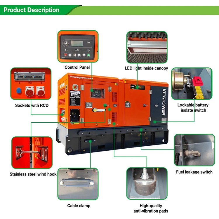 20-3000kVA Soundproof Silent Power Electric Four Stroke Diesel Generator Engine Powered by a Cummins Engine/Perkins/Weichai Water Cooling Sets OEM Factory