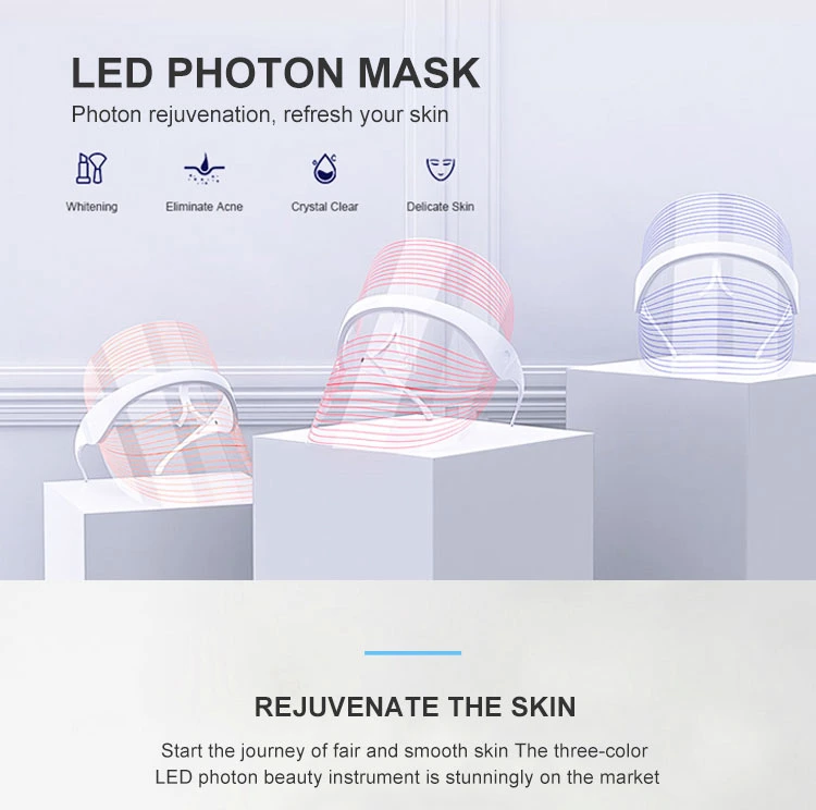 Manufacturer Wholesale 3 Color LED Photon Light Therapy Machines Home Use Face Facial Beauty Mask with Neck for Facial Skin Care