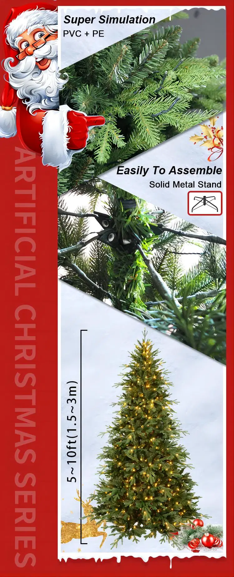 Factory Direct Sales Christmas Decoration Simulation Christmas Tree PVC PE Mixed Leaf Green Tree