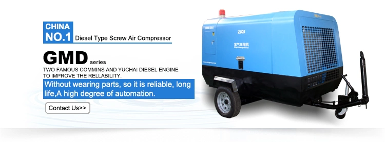 Towable 41kw 7bar Construction Work Use Factory Price Diesel Engine 185cfm Portable Air Compressor Screw Wtih Two Wheels