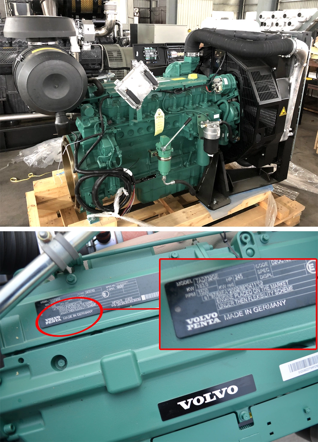 Germany Made Volvo Penta Diesel Engine Tad732ge Powered 150kw/188kVA Diesel Generator