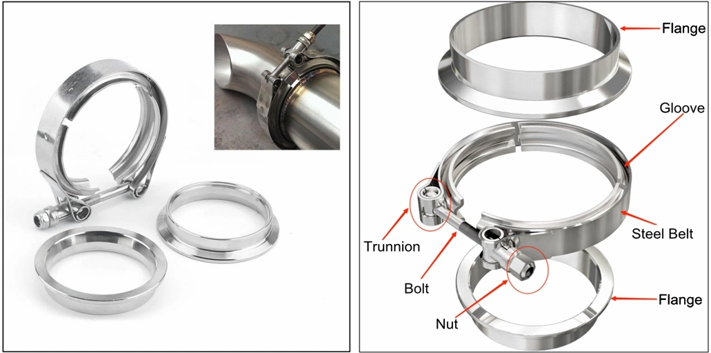 3 Inch Stainless Steel Turbo Exhaust V Band Quick Release Hose Clamps