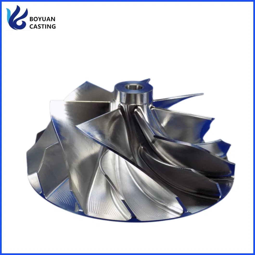 Aluminum Alloy 6061 7075 T6 Heat Treatment Billet Compressor Impeller Wheel by 5 Axis CNC Machining Center