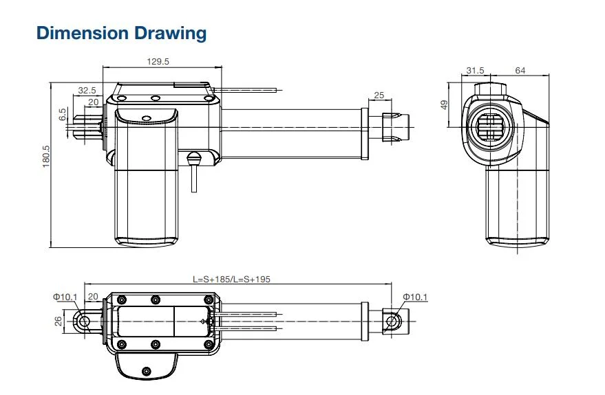 Jiecang Industry Specialized Factory Customized Solutions 12/24V DC Motor 6000n Thrust IP54 Waterproof 3.5mm/S High Speed Electric Small-Scale Linear Actuator