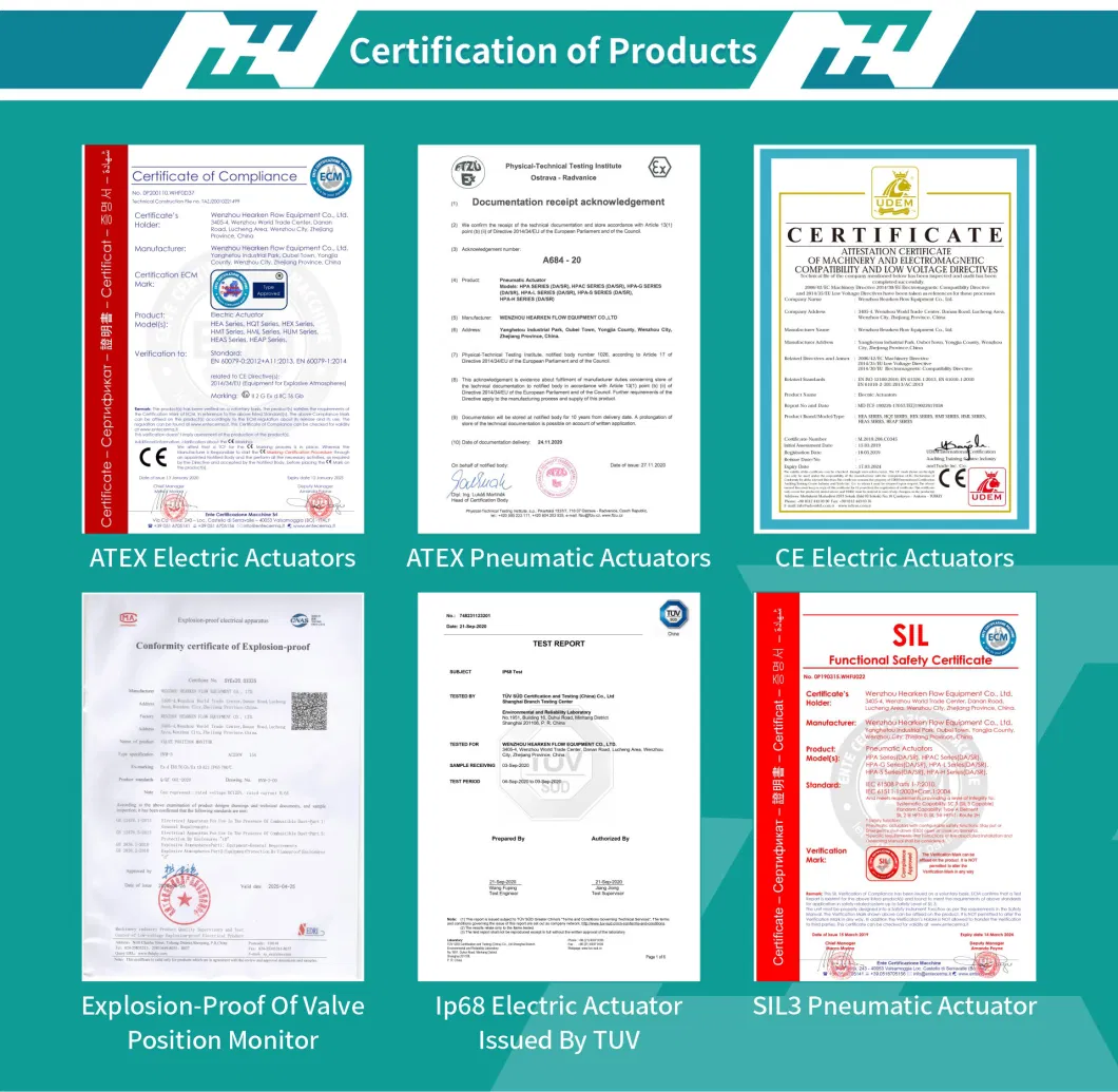 Chinese Supplier Pnuematic Actuators for Ball Valve Double or Single Acting