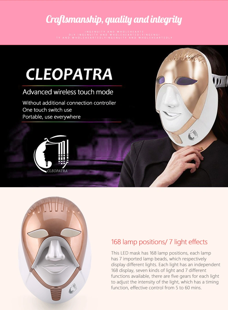 Manufacturer Wholesale 7 Color LED Photon Light Therapy Machines Home Use Face Facial Beauty with Neck for Facial Skin Care