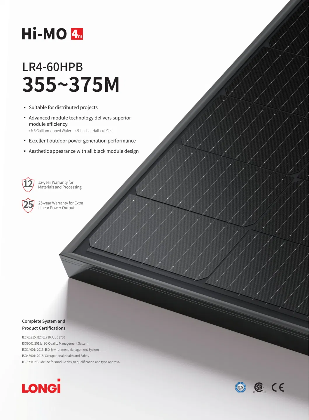 460W 415W Longi China Jinko Price PV Solar Panel Hi-Mo 4m