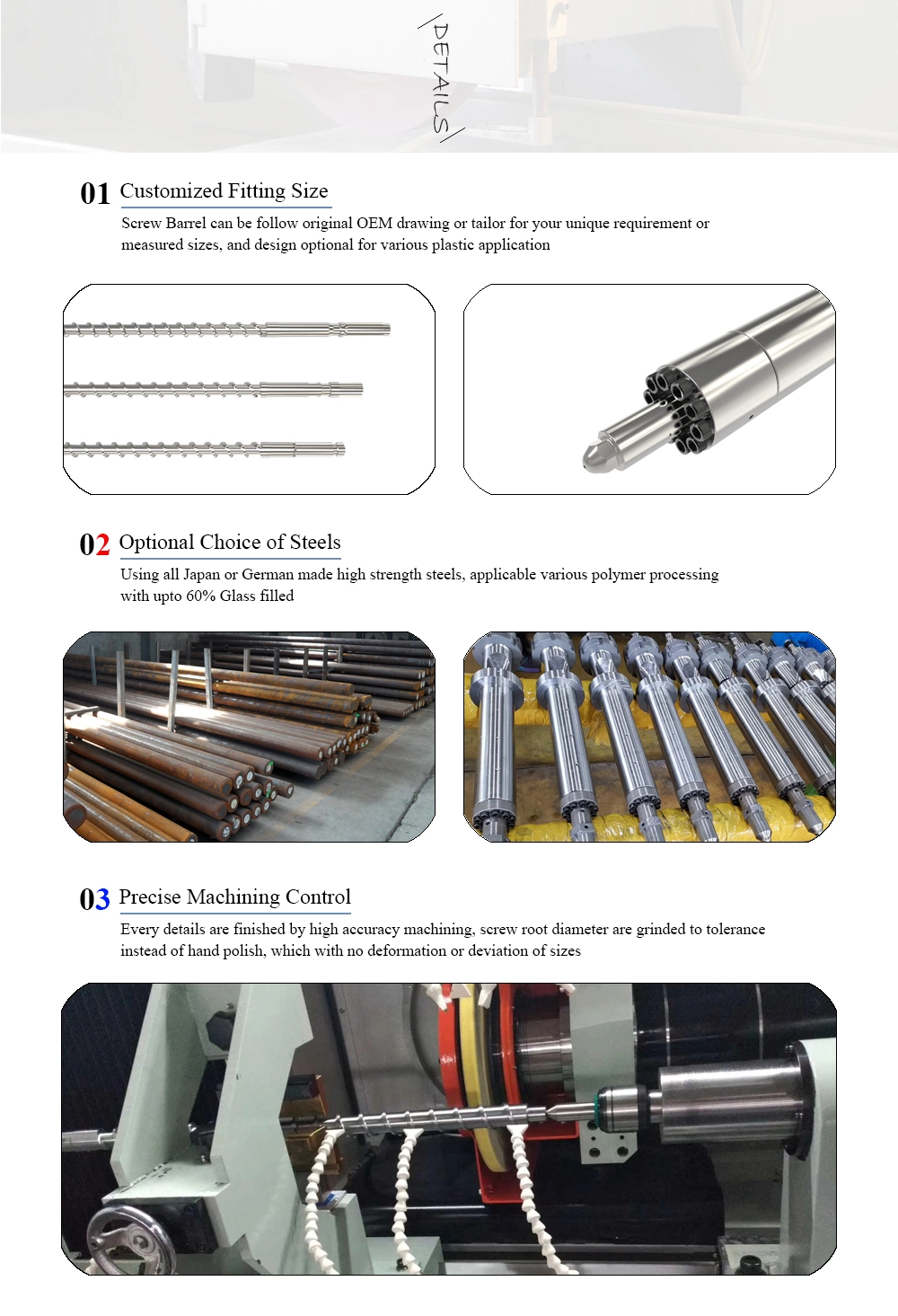 Screw Barrel Se100EV-A/C250 Nozzle Screw Tip Torpedo Head Ring for Sumitomo Injection Molding Machines