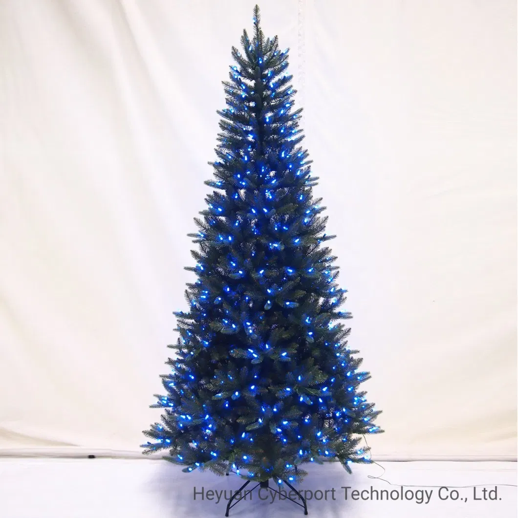 Factory Low Cost 6.5FT/7FT/7.5FT Pre-Lit Christmas Polychrome Hinged Tree
