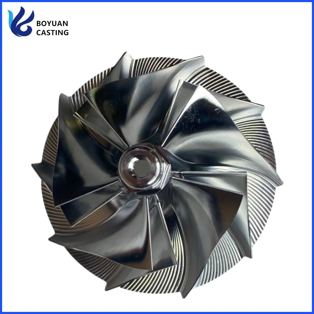 Aluminum Alloy 6061 7075 T6 Heat Treatment Billet Compressor Impeller Wheel by 5 Axis CNC Machining Center