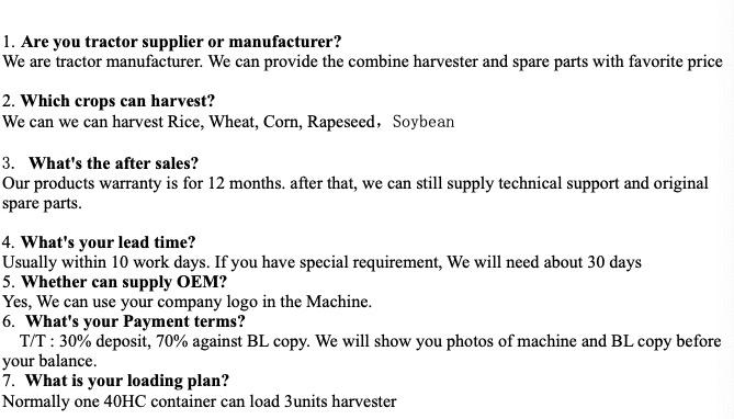 Rice/Wheat/ Corn/ Rapeseed/Soybean Combine Harvester Crawler Rubber Track Type 2.2m Cut Header, Big Power Diesel Engine for Bangladesh