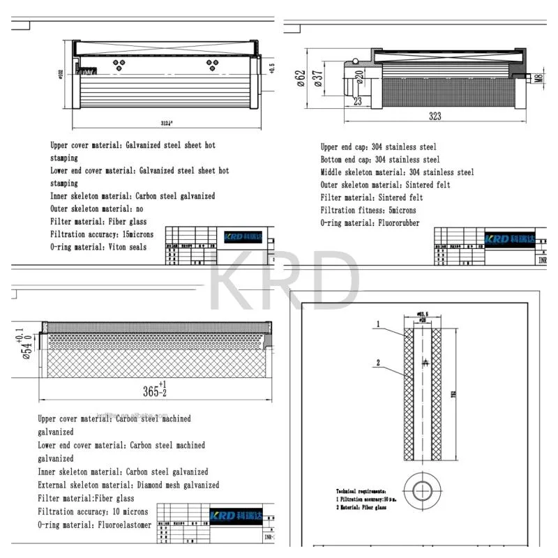 Krd Chinese Manufacturer Small Volume Hydraulic Oil Filter Cartridge