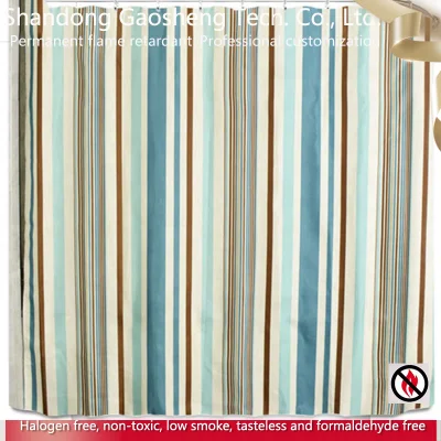  Flame Retardant 100% Polyester Stripe Waterproof Mildew-Proof Shower Curtain