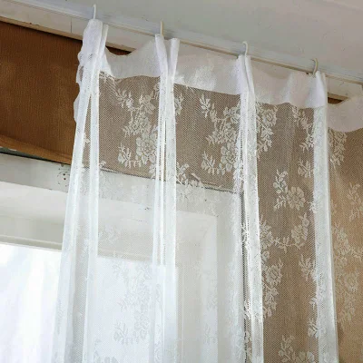Manufacturers Direct Embroidery Window Screen Korean Pastoral Lace Yarn White Wavy Edge Sheer Curtain