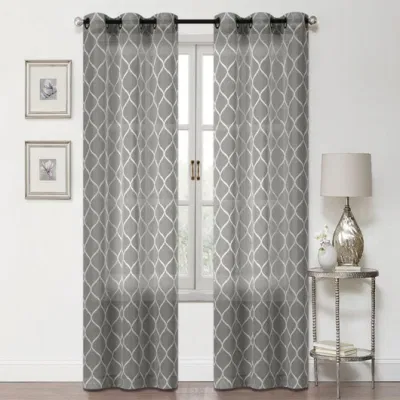  Cheap Ready Made Linen Look Sheer Grey Curtains for The Living Room