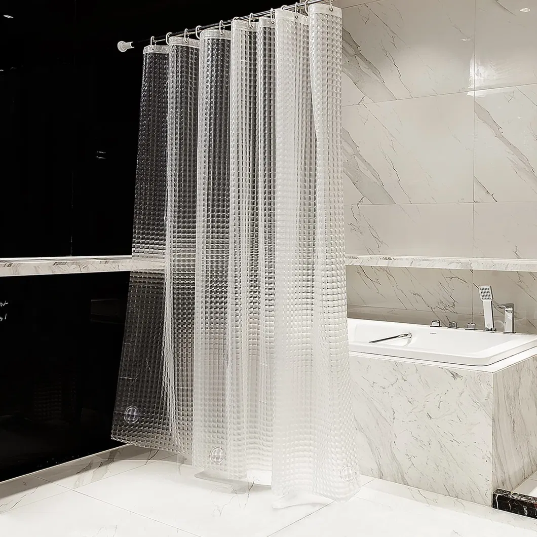 3D PEVA Shower Curtain, 180X200cm Premium Light Weight Clear Plastic Bathroom Shower Curtain