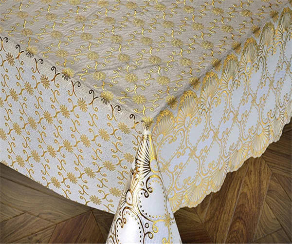 137 Cm Vinyl PVC Lace Crochet Tablecloth with Roll Gold/Silver Coated