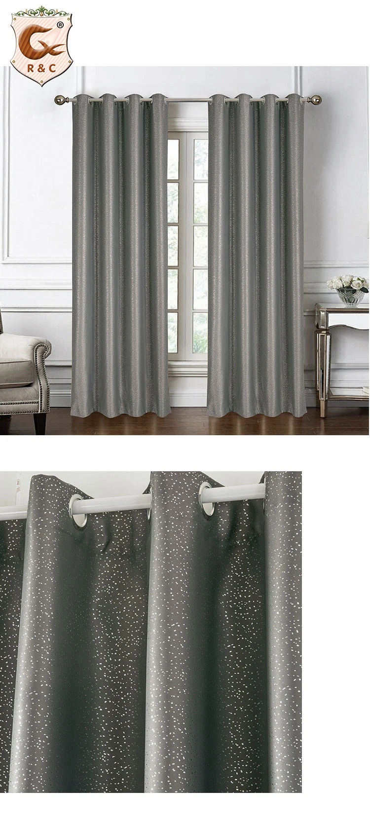 Hot Selling Printed Printing Curtain Jacquard Fabric with Printing 100% Polyester Flat Window PVC Bag Inside Grommet Modern Rope