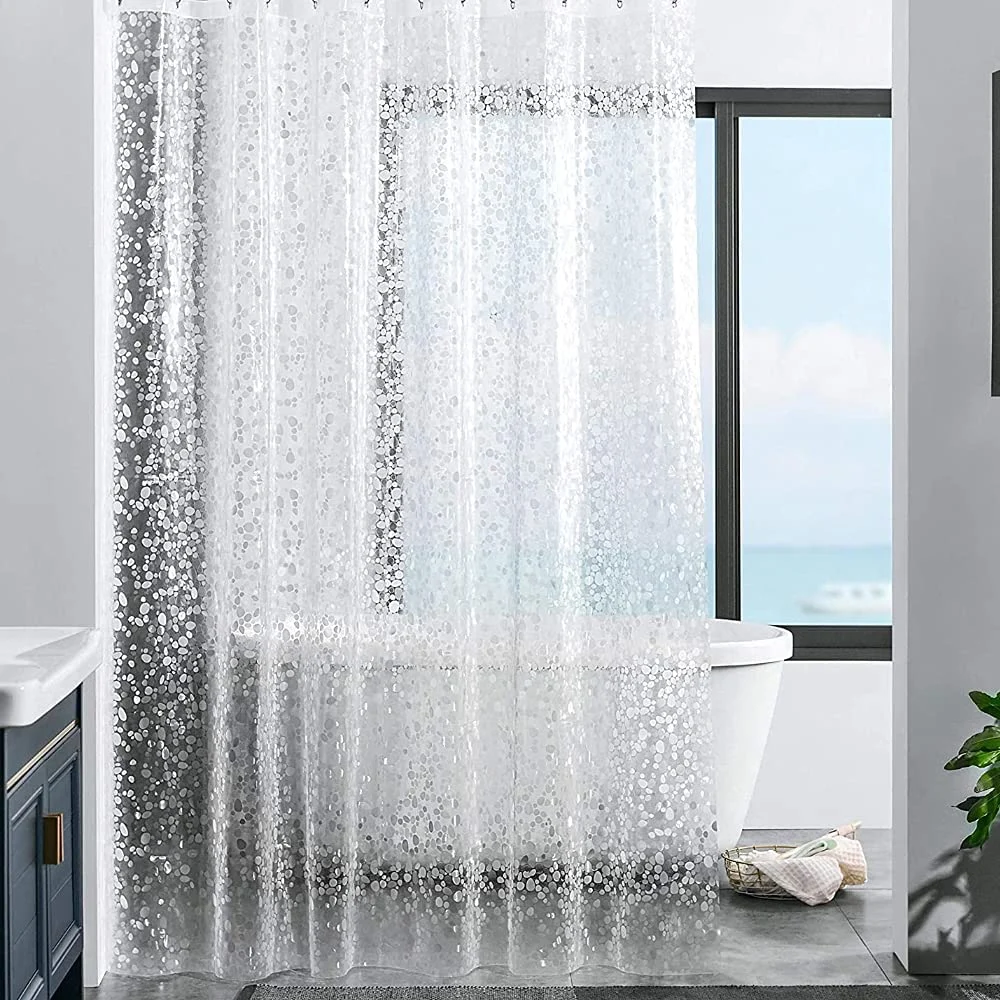 3D PEVA Shower Curtain, 180X200cm Premium Light Weight Clear Plastic Bathroom Shower Curtain